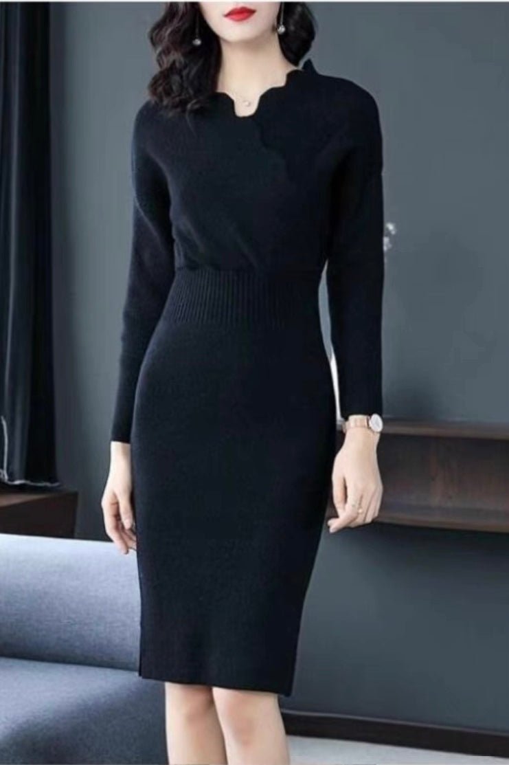 Black Sweater Dress With Beads Detail | Dress Album