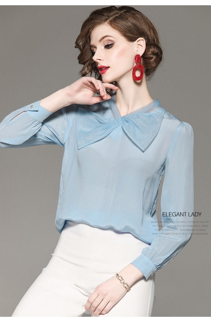 Chiffon blouse with bow deals