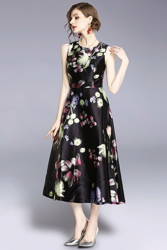 Fold Over Dress W/ Pocket & Belt - Tiger/Flower Print | Eva Rose Clothing