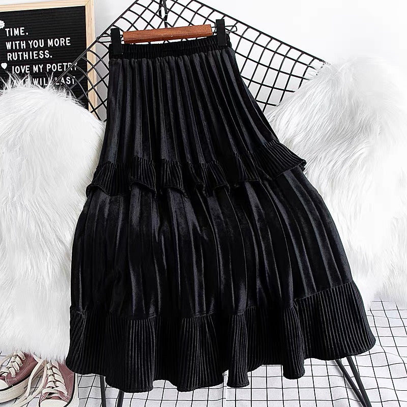 Velvet Pleated Skirt - Dress Album
